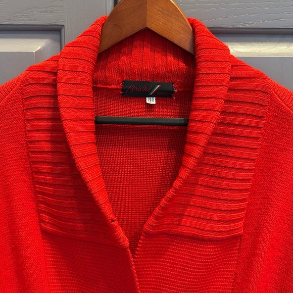 Brioni Roma Red Vintage Polo 100% Lana (Wool) Cardigan - Picture 2 of 12